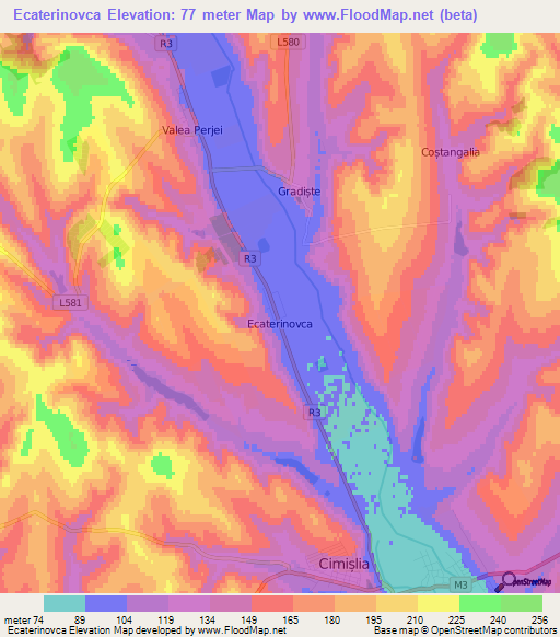 Ecaterinovca,Moldova Elevation Map