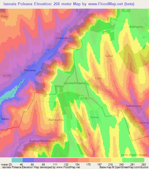 Iasnaia Poleana,Moldova Elevation Map