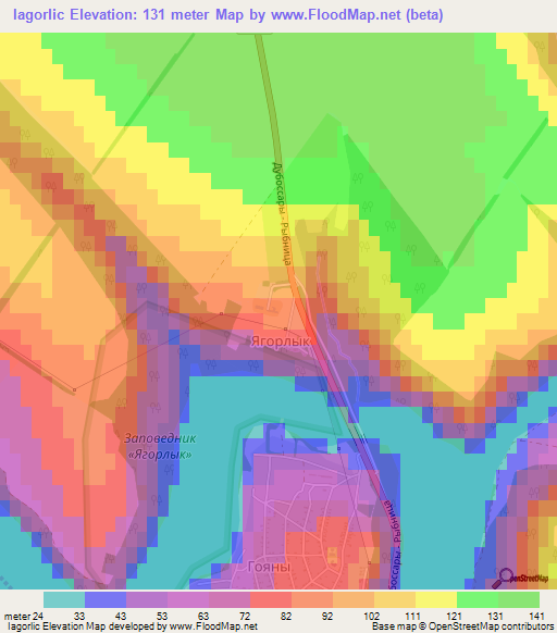 Iagorlic,Moldova Elevation Map