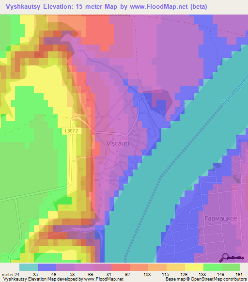 Vyshkautsy,Moldova Elevation Map