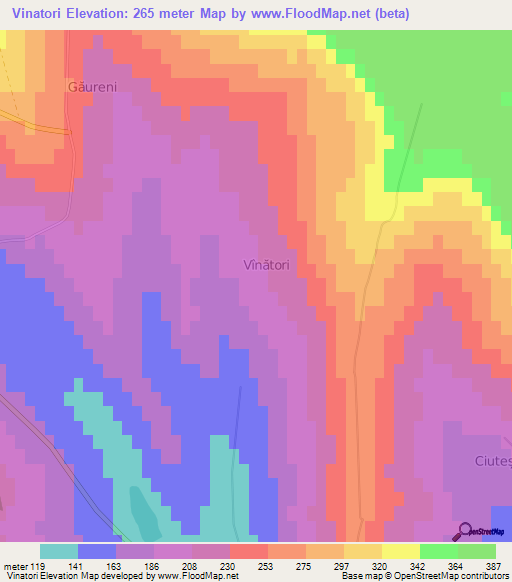 Vinatori,Moldova Elevation Map