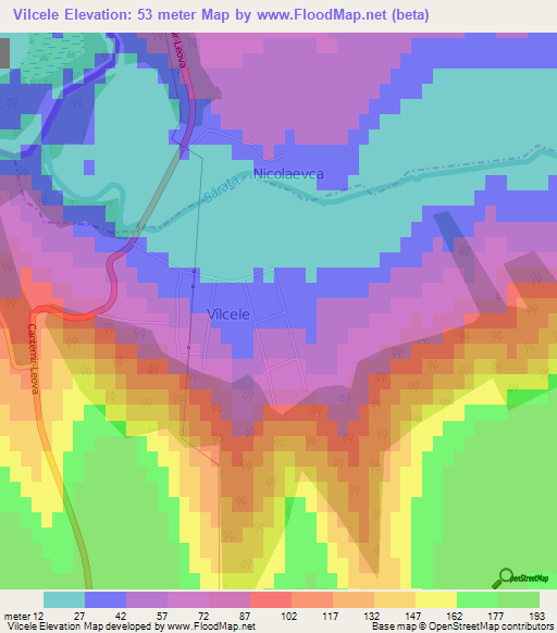 Vilcele,Moldova Elevation Map