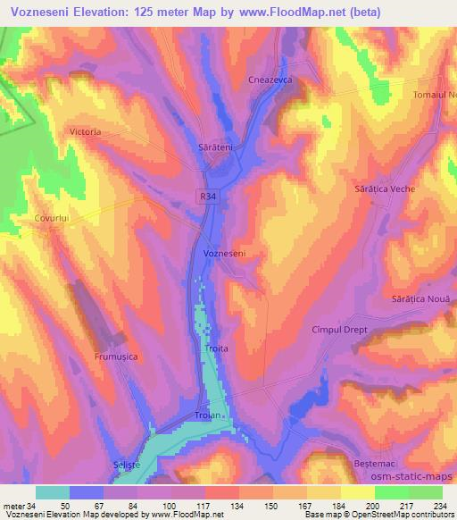 Vozneseni,Moldova Elevation Map