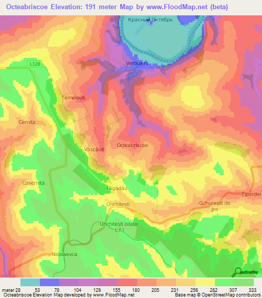 Octeabriscoe,Moldova Elevation Map