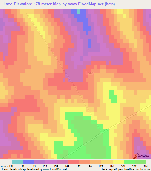 Lazo,Moldova Elevation Map