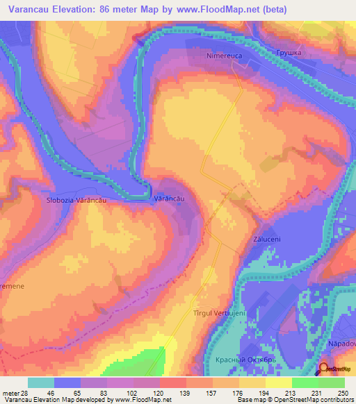 Varancau,Moldova Elevation Map