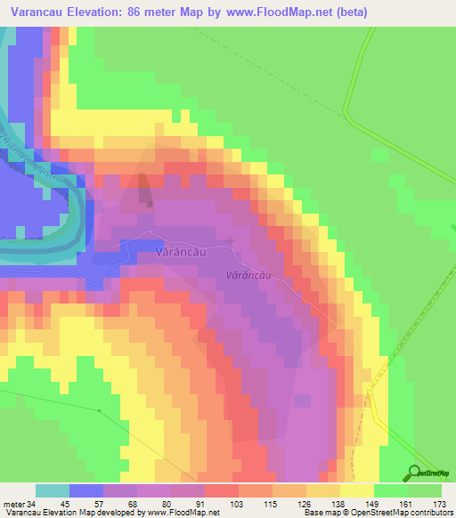 Varancau,Moldova Elevation Map