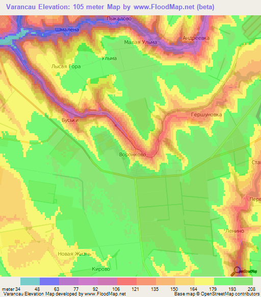 Varancau,Moldova Elevation Map