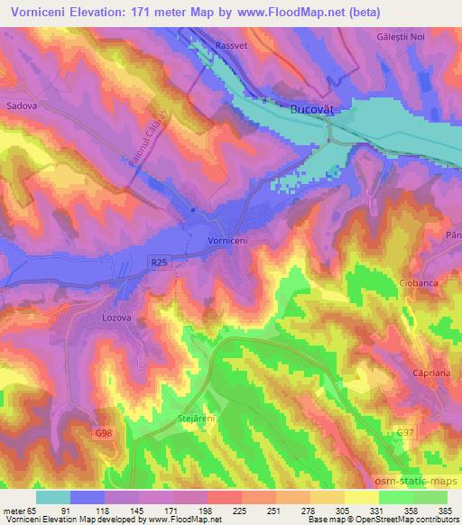 Vorniceni,Moldova Elevation Map