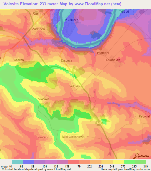 Volovita,Moldova Elevation Map