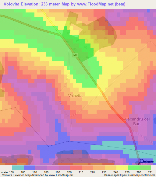 Volovita,Moldova Elevation Map