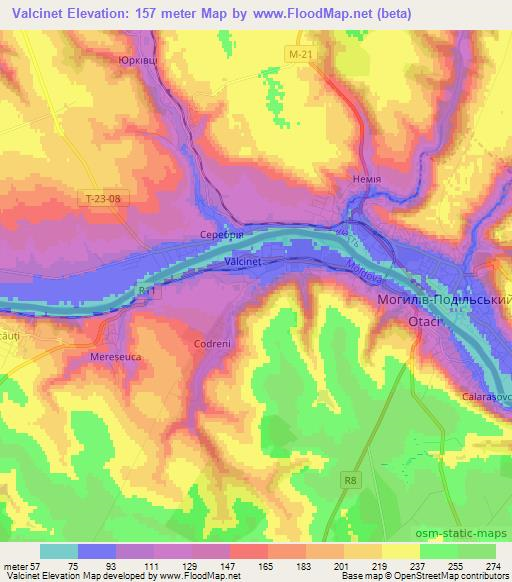 Valcinet,Moldova Elevation Map