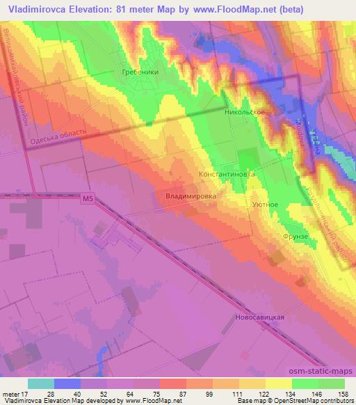 Vladimirovca,Moldova Elevation Map