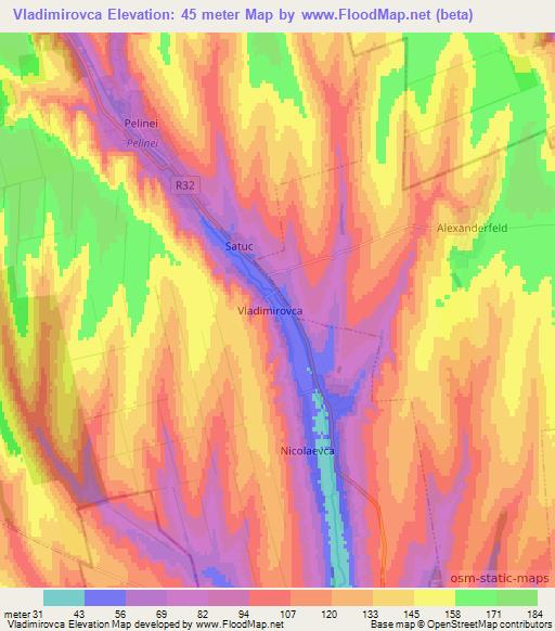 Vladimirovca,Moldova Elevation Map