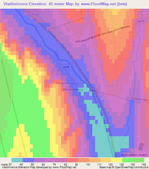 Vladimirovca,Moldova Elevation Map