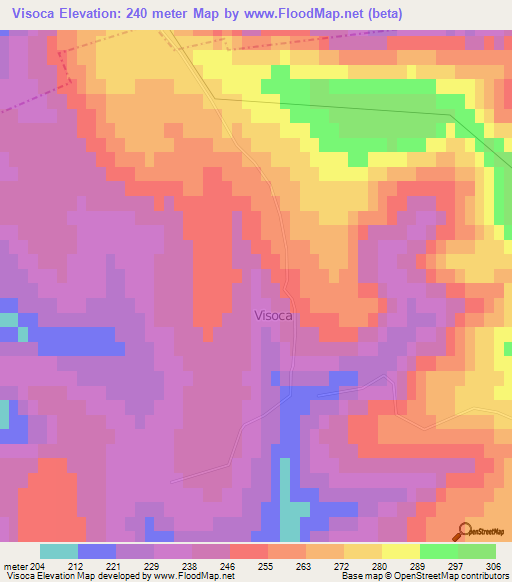 Visoca,Moldova Elevation Map