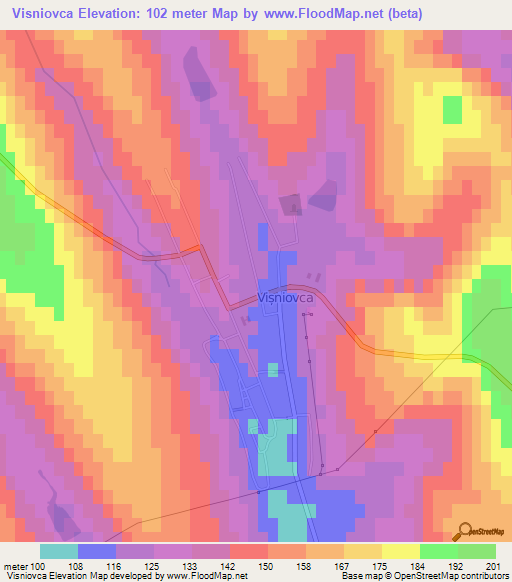 Visniovca,Moldova Elevation Map