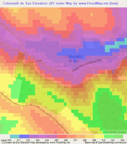 Cuhurestii de Sus,Moldova Elevation Map