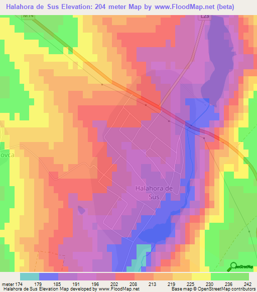 Halahora de Sus,Moldova Elevation Map