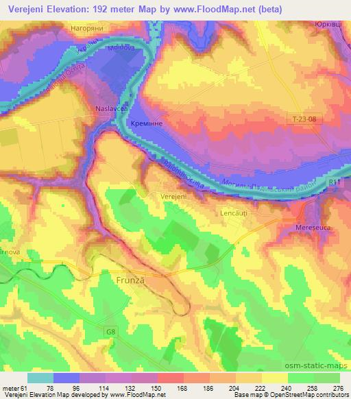 Verejeni,Moldova Elevation Map