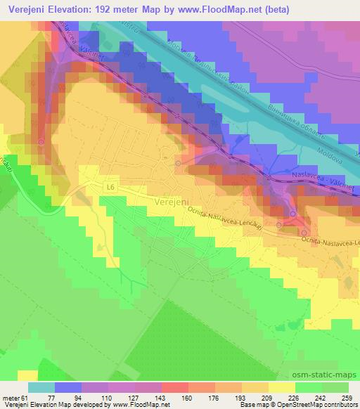 Verejeni,Moldova Elevation Map