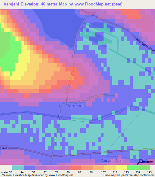 Verejeni,Moldova Elevation Map