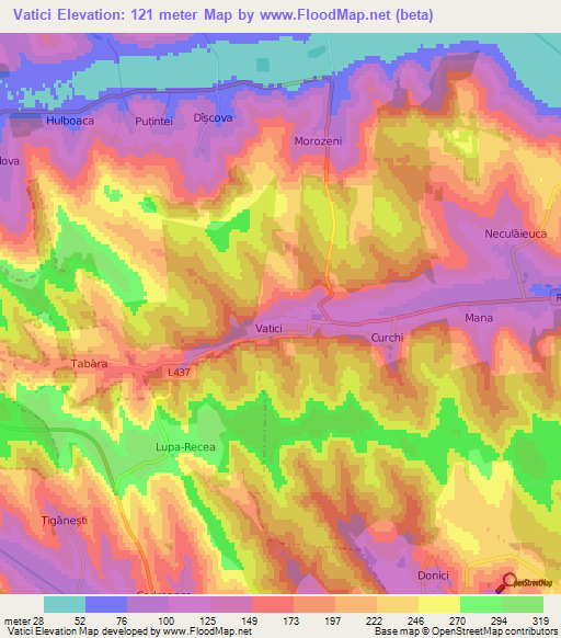 Vatici,Moldova Elevation Map