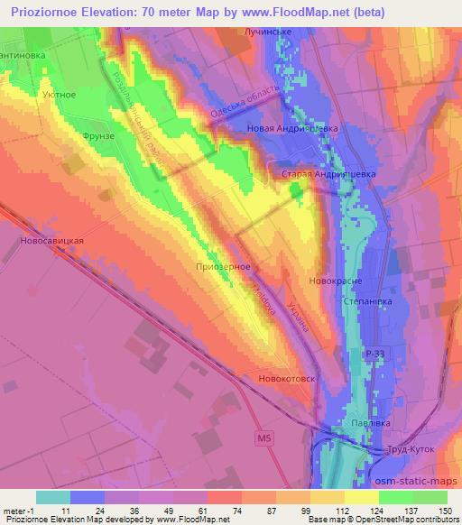 Prioziornoe,Moldova Elevation Map