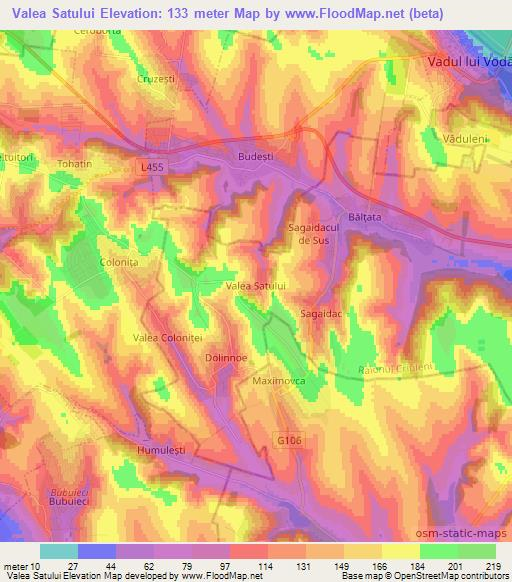 Valea Satului,Moldova Elevation Map