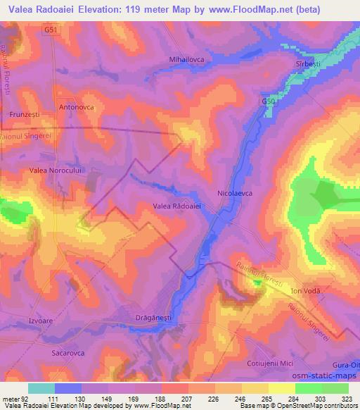 Valea Radoaiei,Moldova Elevation Map