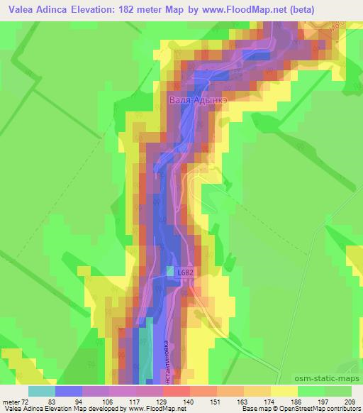 Valea Adinca,Moldova Elevation Map