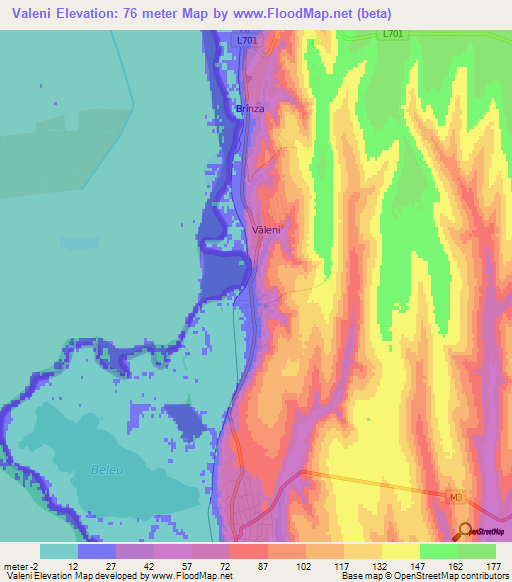 Valeni,Moldova Elevation Map