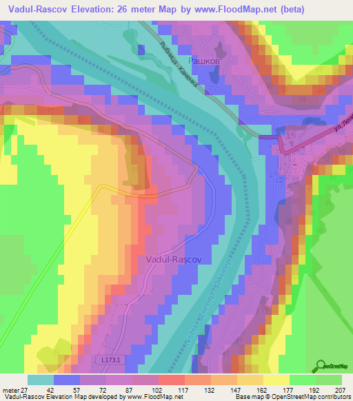 Vadul-Rascov,Moldova Elevation Map