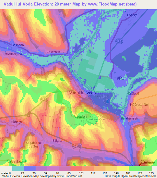 Vadul lui Voda,Moldova Elevation Map