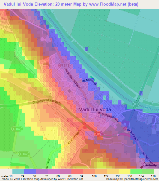 Vadul lui Voda,Moldova Elevation Map