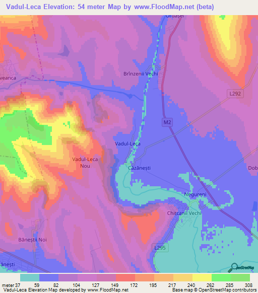 Vadul-Leca,Moldova Elevation Map