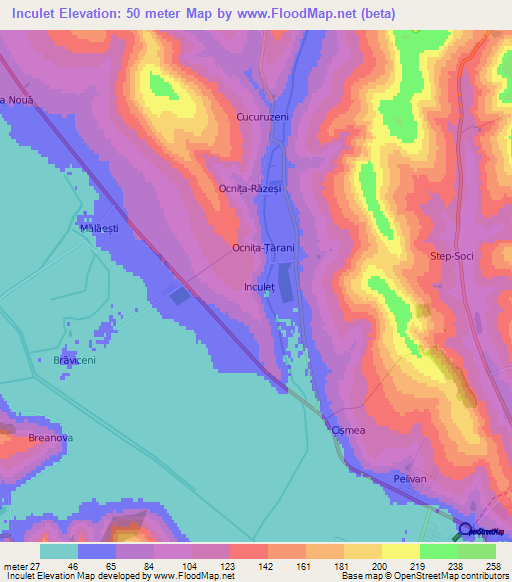 Inculet,Moldova Elevation Map