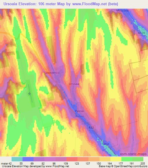 Ursoaia,Moldova Elevation Map