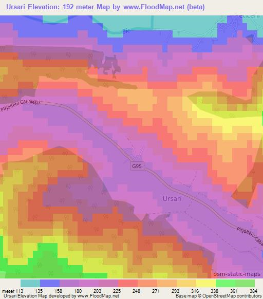 Ursari,Moldova Elevation Map