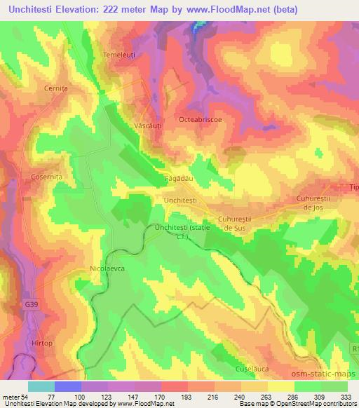 Unchitesti,Moldova Elevation Map