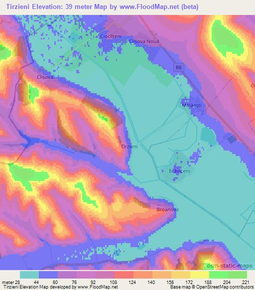 Tirzieni,Moldova Elevation Map