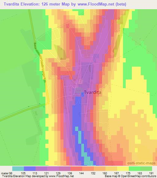 Tvardita,Moldova Elevation Map