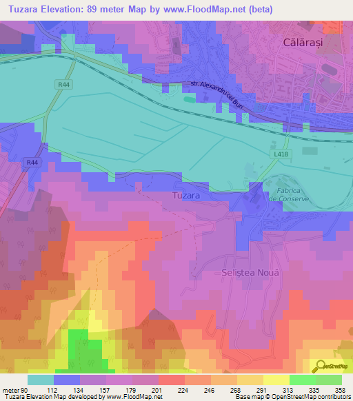 Tuzara,Moldova Elevation Map