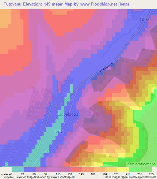 Tutovanu,Moldova Elevation Map