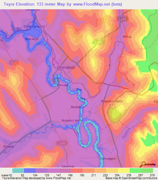 Tsyra,Moldova Elevation Map