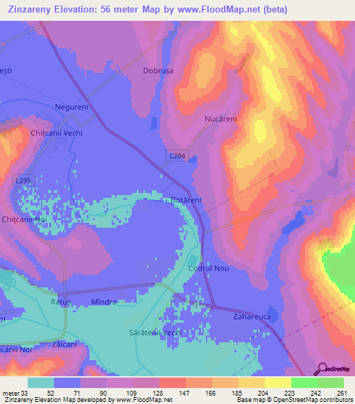 Zinzareny,Moldova Elevation Map