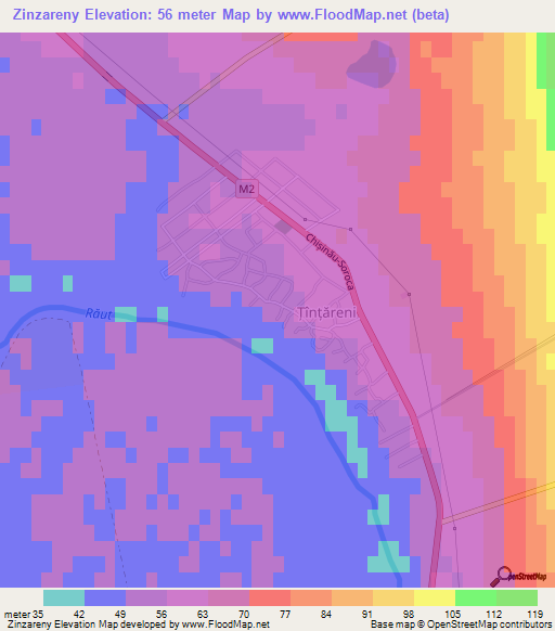 Zinzareny,Moldova Elevation Map