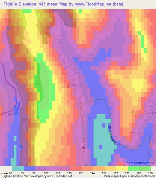 Tighira,Moldova Elevation Map