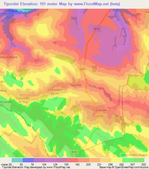 Tipordei,Moldova Elevation Map