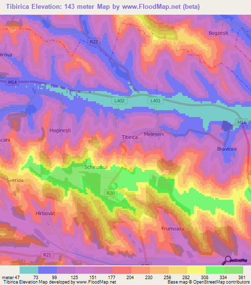 Tibirica,Moldova Elevation Map